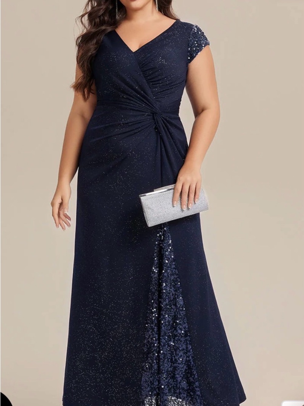 Ever Pretty Navy Sparkle Maxi Dress with Sequin Panel